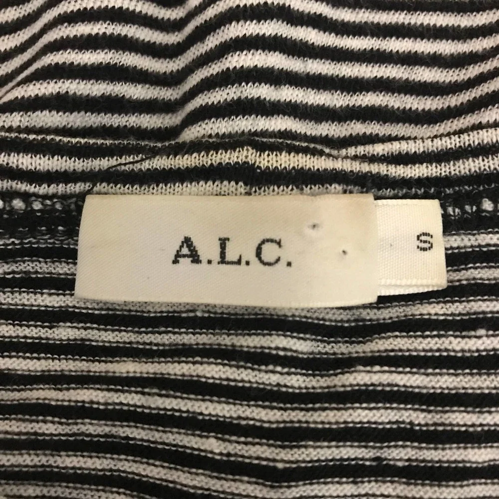 A.L.C. Striped Asymmetrical Pocket Tank Top Sz S Black White 100% Linen ALC - Picture 4 of 9